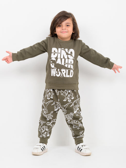 T-Rex Adventure Fleece Suit (Hunter Green)